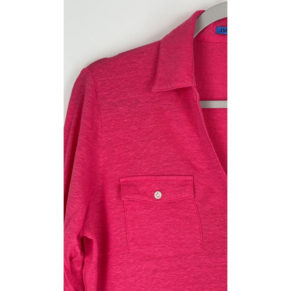J McLaughlin Linen Blend Brynn 3/4 Sleeve Shirt Pink Womens Size Medium Top - Picture 5 of 14